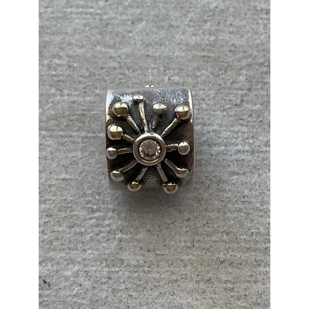 Pandora Desert Star charm ALE 925 Sterling Silver Two Tone Starburst Gold Accent